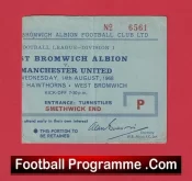 West Bromich Albion v Manchester United 1968 – Match Ticket