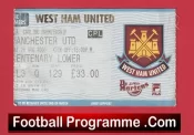 West Ham United v Manchester United 2000 – Match Ticket