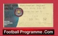 West Ham United v Manchester United 2007 – Match Ticket
