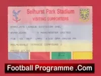 Wimbledon v Manchester United 1991 – Match Ticket