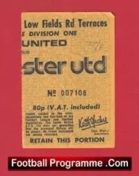 Wolves v Manchester United 1977 – Football Ticket 1970s