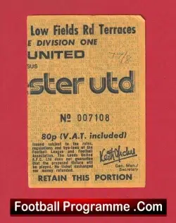 Wolves v Manchester United 1977 - Football Ticket 1970s - football memorabilia