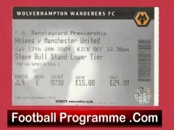 Wolves v Manchester United 2004 - Football Ticket - football memorabilia