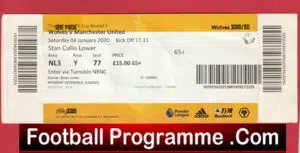 Wolves v Manchester United 2020 – Match Ticket FA Cup