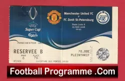 Zenit St Petersburg v Manchester United 2008 - Match Ticket Russia - football memorabilia