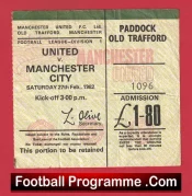 Manchester United v Manchester City 1982 – Football Match Tickets