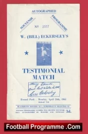 Bill Eckersley Testimonial Blackburn Rovers 1961 + Bobby Charlton