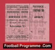 Manchester United v Norwich City 1967 – FA Cup Match Ticket