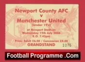 Newport County v Manchester United 2000 – Ticket Man Utd U19
