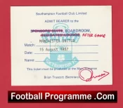 Southampton v Manchester United 1987 – Boardroom Ticket McClair Debut