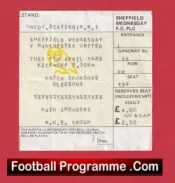 Sheffield Wednesday v Manchester United 1985 – Match Ticket