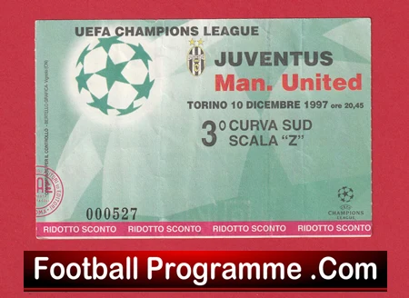 Juventus v Manchester United 1997 - Match Ticket Italy - Image 2