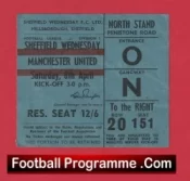 Sheffield Wednesday v Manchester United 1967 – Match Ticket