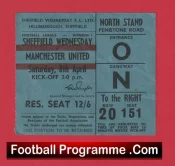 Sheffield Wednesday v Manchester United 1967 – Match Ticket