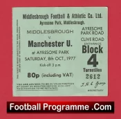 Middlesbrough v Manchester United 1977 – Football Ticket 1970’s