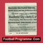 Manchester City v Manchester United 1969 – Match Ticket Semi Final