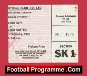 Leicester City v Manchester United 1981 – Football Ticket