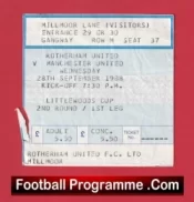 Rotherham United v Manchester United 1988 – Football Ticket