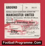 Sheffield United v Manchester United 1975 – Match Ticket