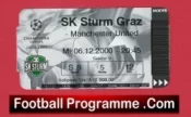Sturm Graz v Manchester United 2000 – Match Ticket Austrian
