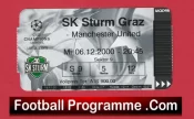 Sturm Graz v Manchester United 2000 – Match Ticket Austrian