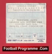 Derby County v Manchester United 1988 – Match Ticket