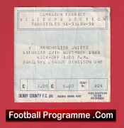 Derby County v Manchester United 1988 – Match Ticket
