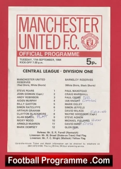  Manchester United v Derby County 1985 - Reserves Gordon McQueen Football Programme .COM Football Programmes Memorabilia