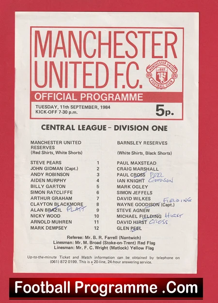 Manchester United v Barnsley 1984 - Reserves + Alan Brazil - Image 2