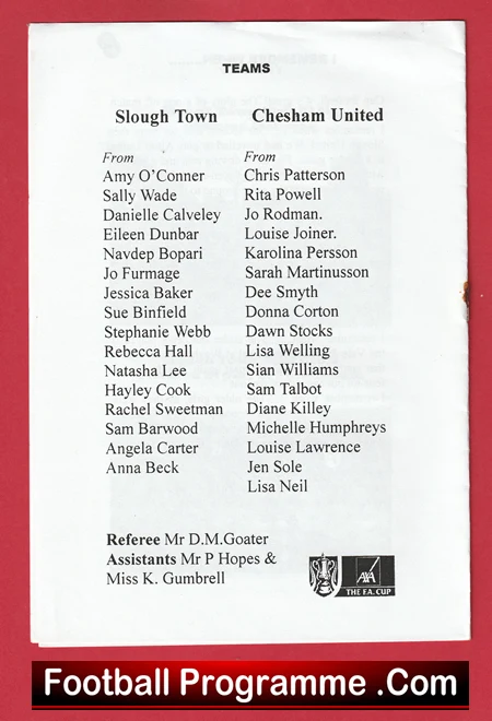 Slough Town Ladies v Chesham United 1998 - Womens Football - Image 3