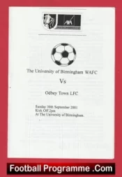 University Of Birmingham Ladies v Odbey Town 2001 – Womens Football