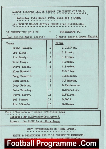 Greenwich v Whyteleafe 1980 - London Borough Spartan League - Image 3