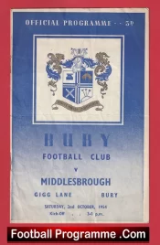 Bury v Middlesbrough 1954 – 1950’s Programmes