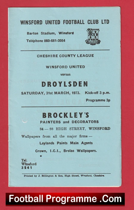 Winsford United v Droylsden 1973 - Cheshire League - Image 2