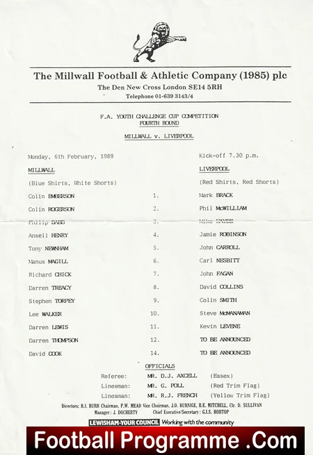 Millwall v Liverpool 1989 - FA Youth Cup McManaman - Image 2