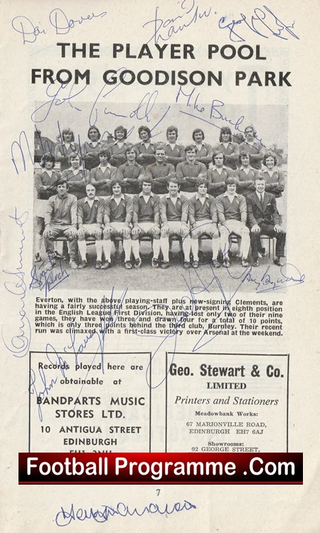 Heart of Midlothian Hearts v Everton 1973 - Texaco Cup Multi Signed - Image 4