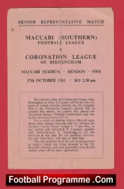 London Maccabi League v Coronation League Birmingham 1963 Israel Jewish