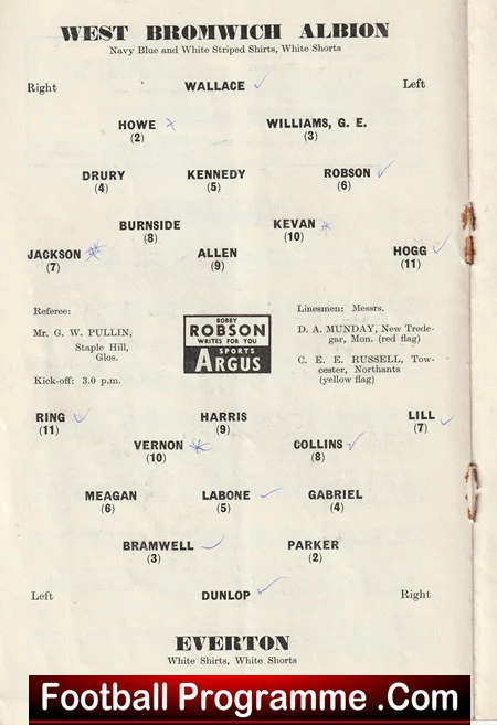 West Bromwich Albion v Everton 1960 - Multi Autographed Signed - Image 3