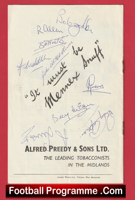 West Bromwich Albion v Everton 1960 - Multi Autographed Signed - Image 4