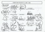 Charlton Athletic Football Club Multi Signed Autographed Sheet 2003 – 2004