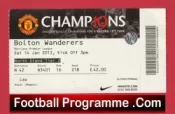 Manchester United v Bolton Wanderers 2012 – Match Ticket