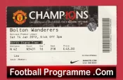 Manchester United v Bolton Wanderers 2012 – Match Ticket