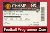 Manchester United v Blackburn Rovers 2011 – Match Ticket