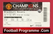 Manchester United v Blackburn Rovers 2011 – Match Ticket