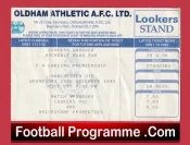 Oldham Athletic v Manchester United 1993 – Ticket