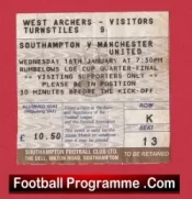 Southampton v Manchester United 1991 – Ticket Quarter Final