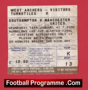 Southampton v Manchester United 1991 – Ticket Quarter Final