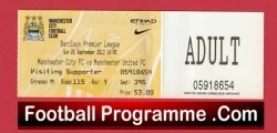 Manchester City v Manchester United 2013 - Match Ticket