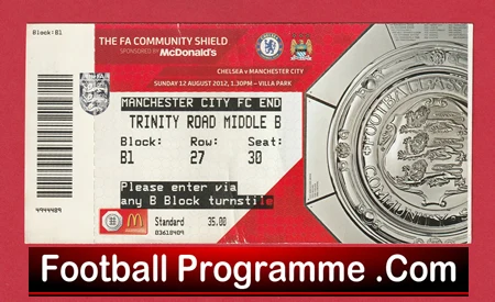 Manchester City v Chelsea 2012 - Community Shield Match Ticket - Image 2