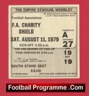 Liverpool v Arsenal 1979 – Charity Shield Ticket